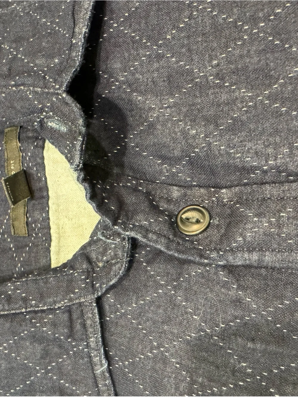Banana Republic Blue Diamond Quilted look Long Sleeve Shirt Jacket Sz Medium